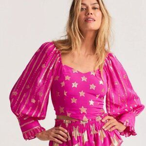 Love Shack Fancy- Blaze Top- Very Berry Pink and Gold Barbiecore